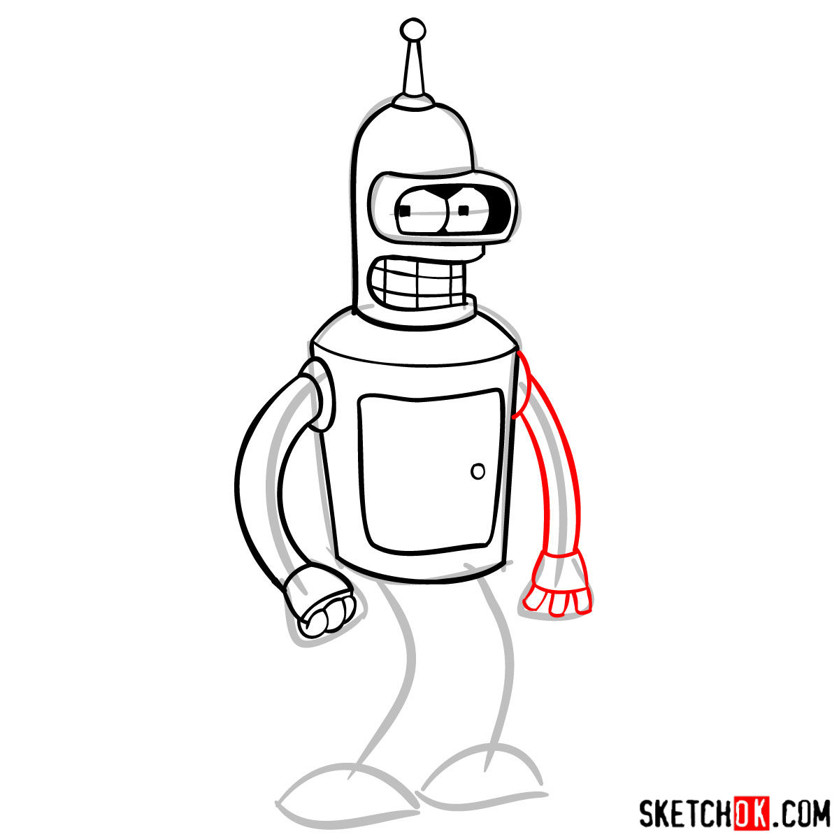 How to draw Bender Rodríguez - step 08